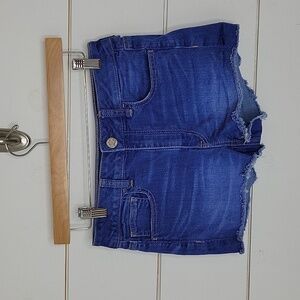 American Eagle Outfitters size 6 hi-rise shortie blue denim jean shorts